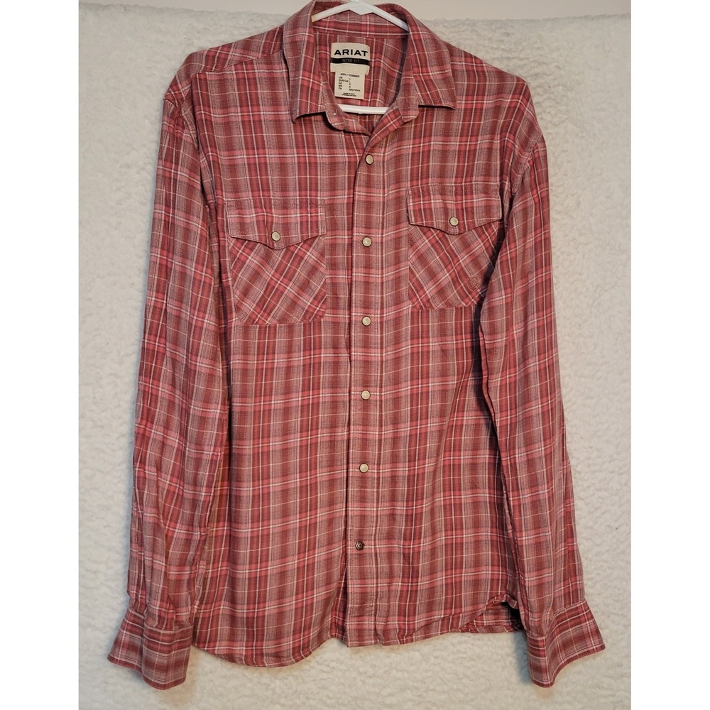Ariat Womens Western Shirt‎ Size Large Plaid Pearl Snap Long Sleeve 1357